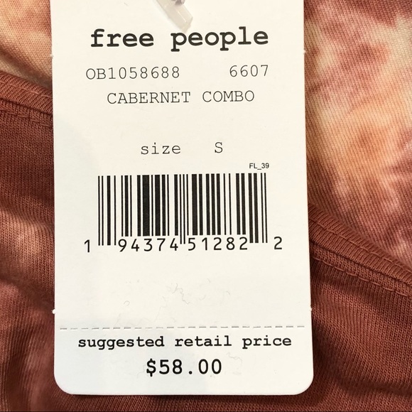 Free People Be Free Cabernet Combo Tie-Dyed Tee S - Picture 9 of 11